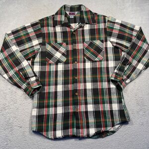 Vintage 80s Big Mac Flannel Shirt M Tall Green Red Plaid USA Made NWOT Deadstock